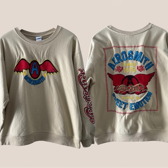 Aerosmith Embroidered Sweet Emotions Cotton Crewneck Sweatshirt XXL - Picture 3 of 9